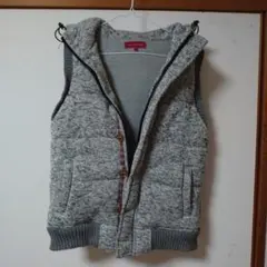 anti-label グレー フード付きダウンベスト