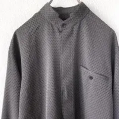 レトロ 古着 シャツ 柄シャツ 総柄 デザインシャツ バンドカラーシャツ 長袖