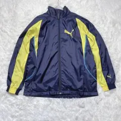 PUMA プーマ ウィンドブレーカー キッズ 140 裏起毛 ジャンパー　紺黄