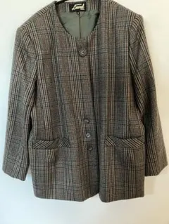 ノーカラージャケット チェック柄