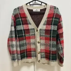 H&M チェック柄 ニットカーディガン