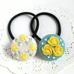 【No.200】刺繍ヘアゴム ハンドメイド