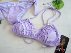 ブランド「24-7」ティアードコンビネゾン水着《パープル9M》