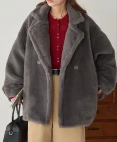 チャコールグレー ボアジャケット フリーサイズ
