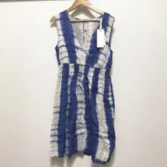 新品 ガス GAS カシュクールワンピース 膝丈 ノースリーブ XS 青のサムネイル