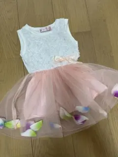 ワンピース　お花入りチュールスカート　結婚式　フォーマル