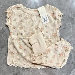 新品★80cm テータテート 半袖パジャマ 綿100% 花柄のサムネイル