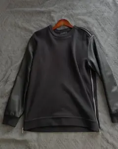 極美品/希少モデル★GIVENCHY ラムレザー切替 ジップスウェット黒 M相当のサムネイル