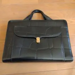 黒レザー クロコダイル風 ビジネスバッグ