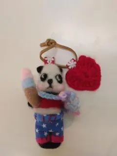 ハンドメイド 羊毛フェルト パンダ マスコット チャームのサムネイル