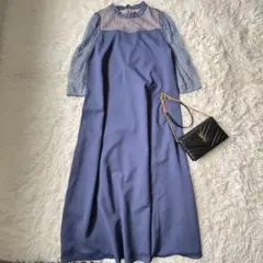 aimer anche レースワンピース ドレス　ロング　L　パープル◆6204