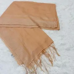 【美品】自由区 カシミヤシルク 大判ストール ラメ ブロンズ オレンジのサムネイル