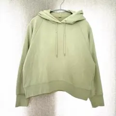 UNIQLO ショート丈フーディスウェット M グリーン ゆったりのサムネイル