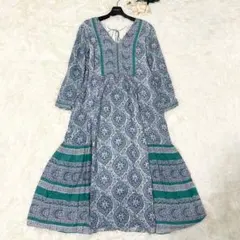 【洗える！】ne Quittez pas エスニックプリントマキシ丈ワンピース