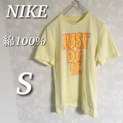 NIKE プリントTシャツ　半袖トップス　カットソー　綿100％　ライトイエロー