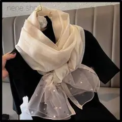 【新品】新作 ストール ショール ゴールド ライン キラキラ ベージュ x