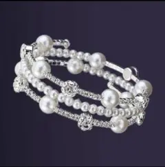 おしゃれ☆　パール　ブレスレット　大きい　かわいい　シルバー　韓国　アクセサリー