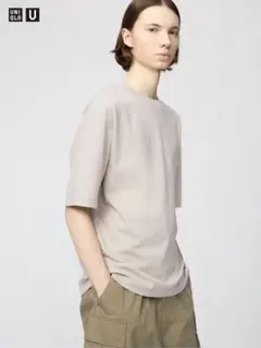 【新品】UNIQLO U エアリズムコットンオーバーサイズTシャツ　5分袖　S