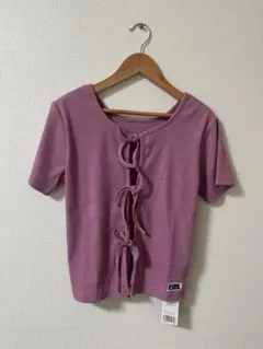 X-girl RIBBON S/S TOP ピンクリブニットのサムネイル