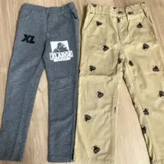 エクストララージキッズ　グレー裏起毛110 ベージュチノパン110セット