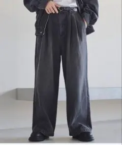【ETELIO】 2タックワイドバギー12オンスデニムパンツ