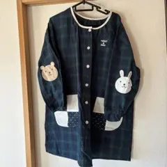 チェック柄エプロン クマとウサギ刺繍