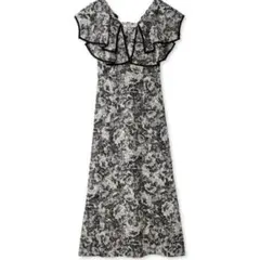 snidel スナイデル ラッフルカラーパイピングワンピース ブラック