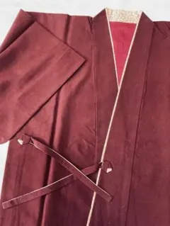 道中着　比翼衿つき　臙脂色　紬　正絹