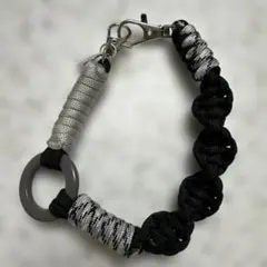 パラコード編み込みストラップ 黒と灰色