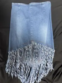 デニム ブルー スカート フリンジ ギャル y2k