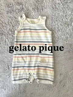 ジェラートピケ スリーパー オーバーオール ストライプ 70-80cm