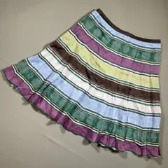 ✨美品✨【ARTISAN】膝丈フレアスカート（9）マルチカラー/薄手のサムネイル
