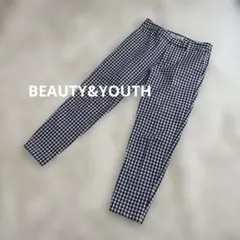 美品⭐️BEAUTY&YOUTH ギンガムチェックパンツ　ブルー