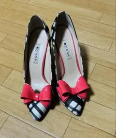 DIANA ダイアナ ストライプ柄 パンプス リボン