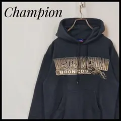 チャンピオン　パーカー　チームロゴ　裏起毛　S　ブラック　スウェット　アメフト