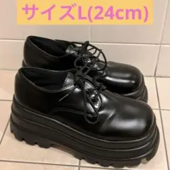 厚底 レースアップシューズ　Clear 黒　サイズLのサムネイル