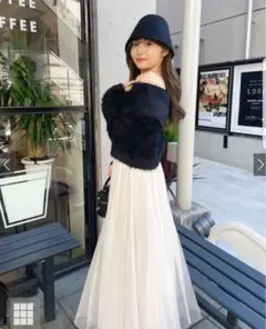 GRL パールストラップオフショルダーシャギーニットトップス dr662