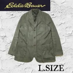 C42【Eddie Bauer】秋物テーラードジャケット カーキ Lサイズ
