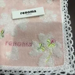 renoma 花柄タオルハンカチ ピンク