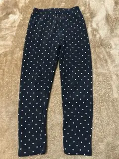 ネイビー ドット柄 長ズボン 120cm 裏起毛