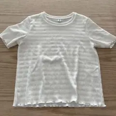 UNIQLO リブ編み Tシャツ 120 ホワイト
