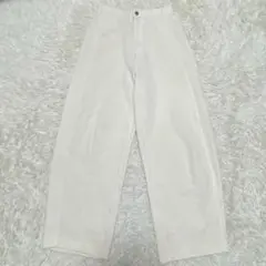 美品ユニクロ ワイドフィットカーブジャージーパンツ 丈標準 オフホワイトM