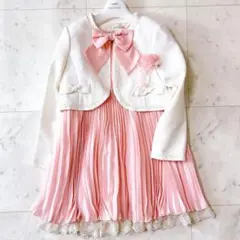 極美品 エニィファム 120 女の子 フォーマル 白ボレロ ピンクワンピース