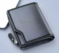 アウトレット品　二つ折り　財布　黒 薄型　軽量　ウォレット 小銭入 札カード入れのサムネイル