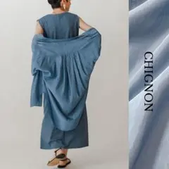 完売品✨美品　CHIGNON シアーバンドカラーシャツ オーバーサイズ　サテン