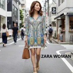 ZARA WOMAN ペイズリー柄 シフォン長袖シャツ A1005