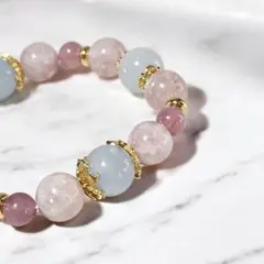 か*な様 17.虹の大玉アクアマリン♡虹ローズクォーツ♡ディープローズクォーツ内