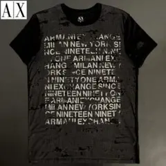 ARMANI EXCHANGE　Tシャツ　部分的シースルー　半袖　黒白