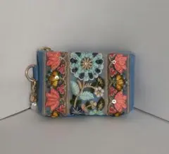 ✨インド刺繍リボン✨チャーム付き✨コンパクトサイズポーチ