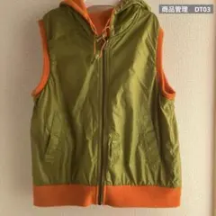 DIESEL フード付きベスト オリーブグリーン/オレンジ